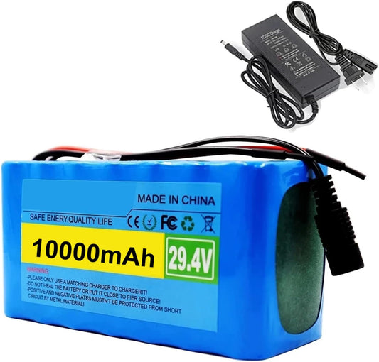 E-Bike Lithium Battery Pack 24V (29.4v) 10Ah 7S2P 18650 Li-ion Rechargeable Battery Pack, 29.4v 10000mAh Electric Bicycle Moped Balancing Scooter+ 29.4V 2A Charger