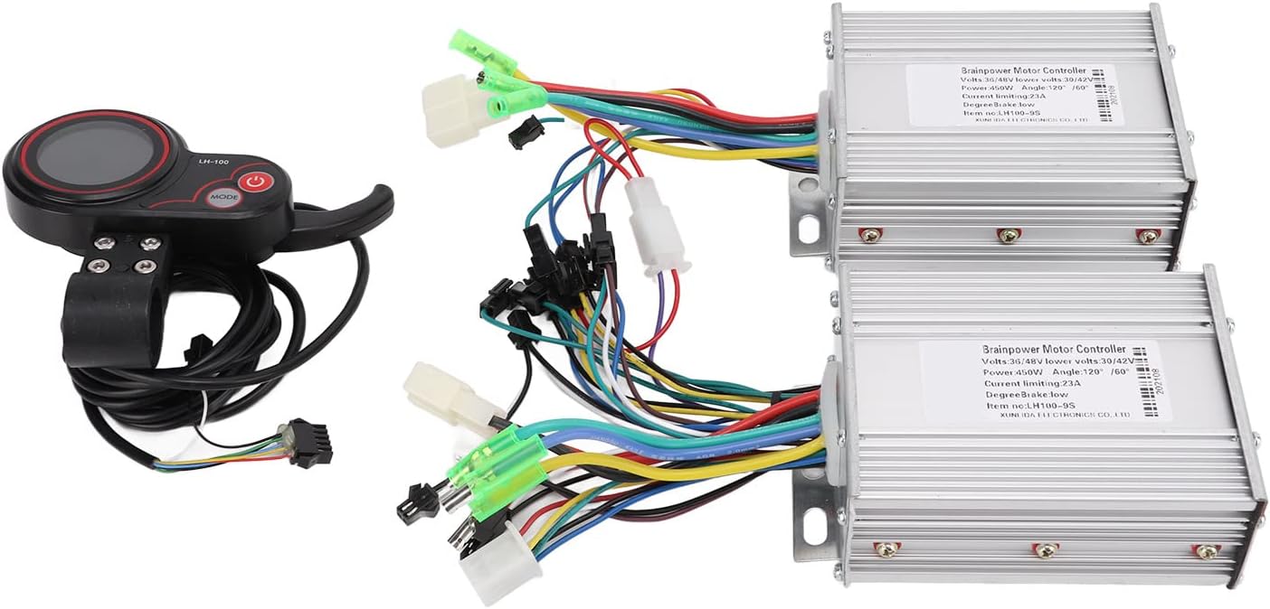 VBESTLIFE Dual Drive Electric Bike Controller Kit Dual Drive 36/48V 450W Electric Bike Brushless Controller LH100 Color LCD Screen Display