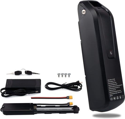 Ebike Battery 48V 10Ah/15Ah, 36V 10Ah/15Ah Down Tube Battery for 200-1500W Motor, Electric Bicycle Lithium-Ion Battery, Led Indicator Light, Safe Lock, with Charger (48V 10Ah 0-1000W)