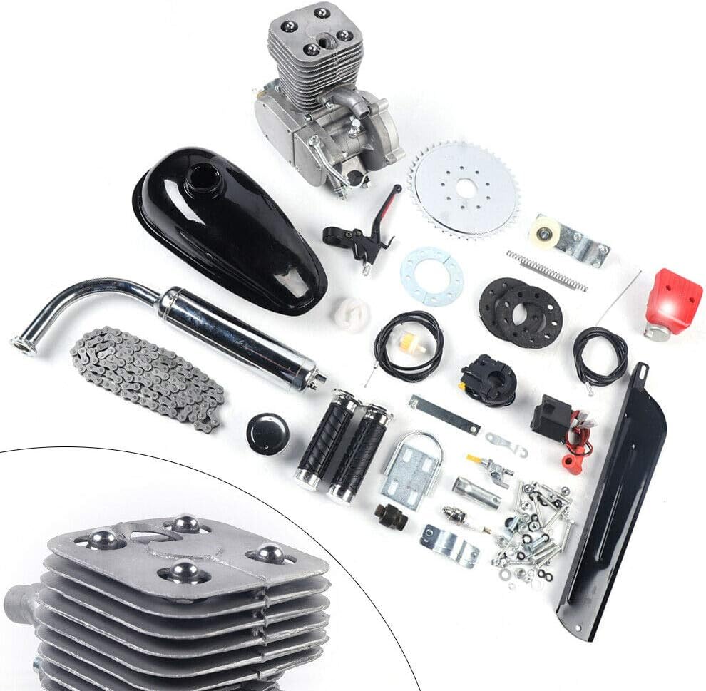 Bike Engine Kit 3.2KW 100cc 2-Stroke Motorized Bicycle Petrol Gas Motor Air-Cooling Engine CDI Ignition Super Fuel-efficient for Most 26" 28" Bikes Engine Refit Full Set