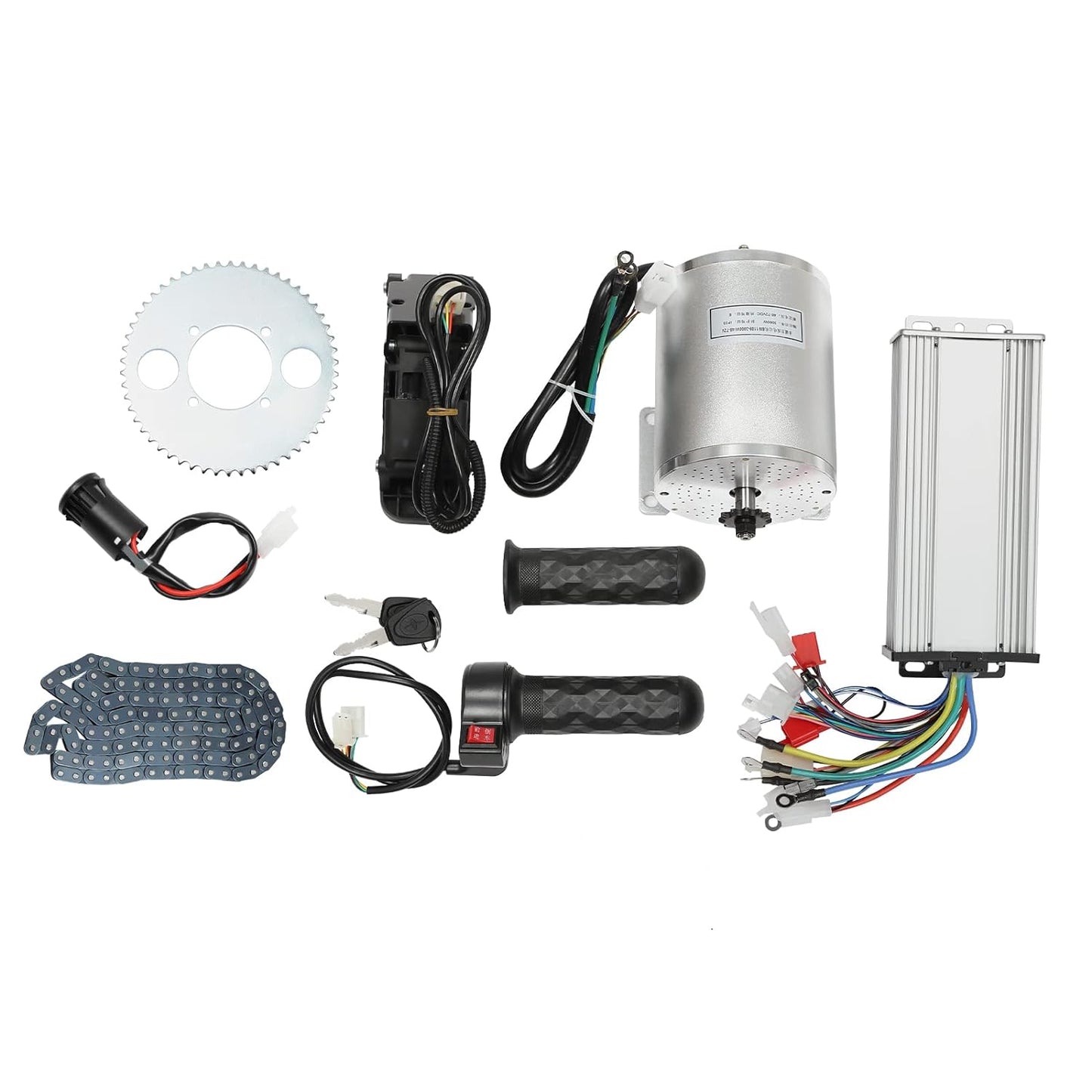 Brushless Motor Kit with Controller and Throttle 48-72V 3000W 6000RPM High Speed Motor Go Kart Electric Brushless Motor Kit for Electric Scooter E Bike Engine Motorcycle DIY Part Conversion Kit