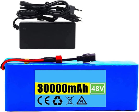 48V 30Ah Electric Bike Lithium-Ion Battery, Built-in BMS Integrated System, with 54.6V 2A Charger, Replacement Battery Pack for 200-1000W Motors,T