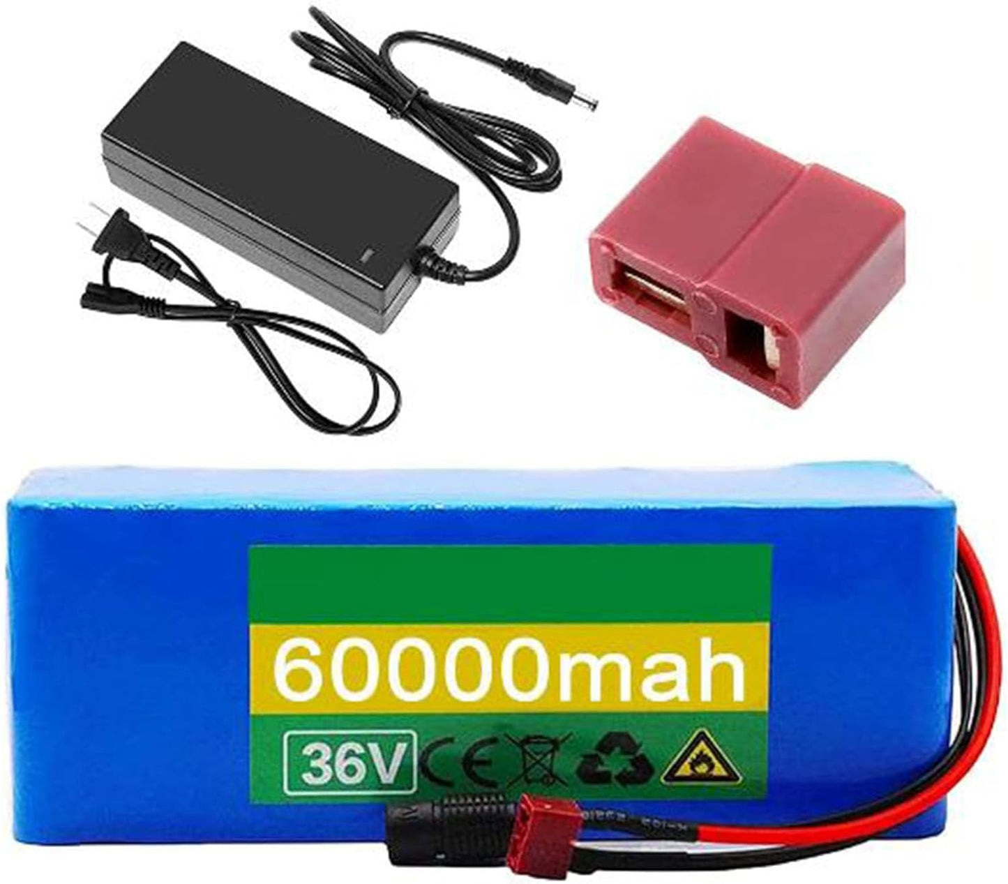 Electric Bike 36V 60Ah 10S4P Li-Ion Battery Pack, with Charger + Built-in Integrated BMS System, for 300W-750W Motor Kits