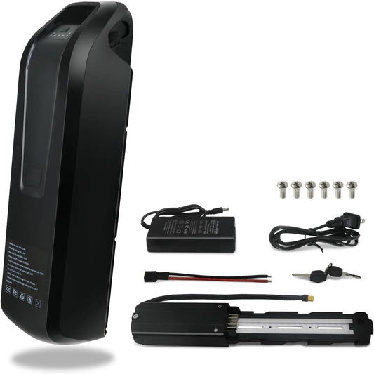 36V 48V Lithium Battery, 48V Ebike Battery 11Ah 17Ah Electric Bike Battery with 2A Fast Charger 30A BMS for 0-1400W Motor, USB Output, Safe Lock, Led Indicator Light, with Base and Charger (48V 11Ah)