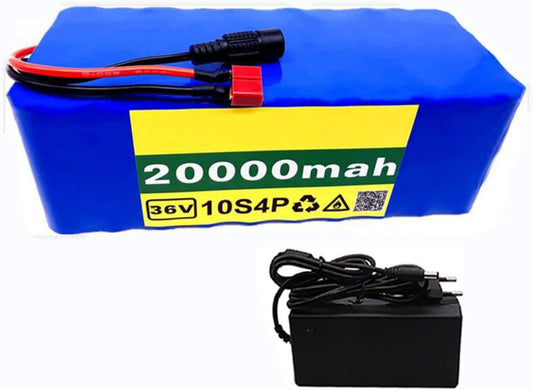 36V 20Ah Battery,10S4P Lithium Ion Electric Bike Battery, Ebicycle Bike Lithium Battery Pack with Charger, for 300/350/500/750W Electric Bicycle, Built-in BMS,T Plug