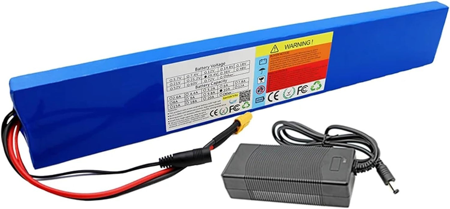 29.4V 15Ah Lithium Battery Pack,7S3P 29.4V Rechargeable Battery,with 15A BMS + 29.4V2A Charger,for 200W-500W Electric Bicycle Moped Scooter Motor
