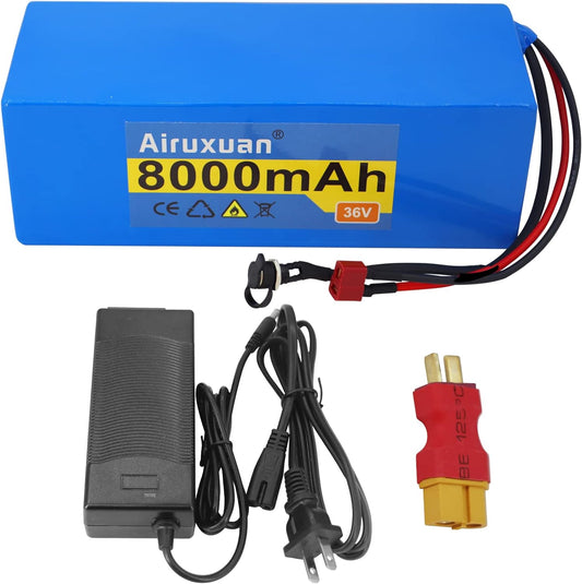 36V Battery 36V Ebike Battery 8Ah 12Ah 16Ah 22Ah Electric Bike Battery 36V Lithium Battery with 2A Charger, T-Plug, XT60 Connector and BMS for 250-1000W Electric Bicycles Motor/Ebike Kit