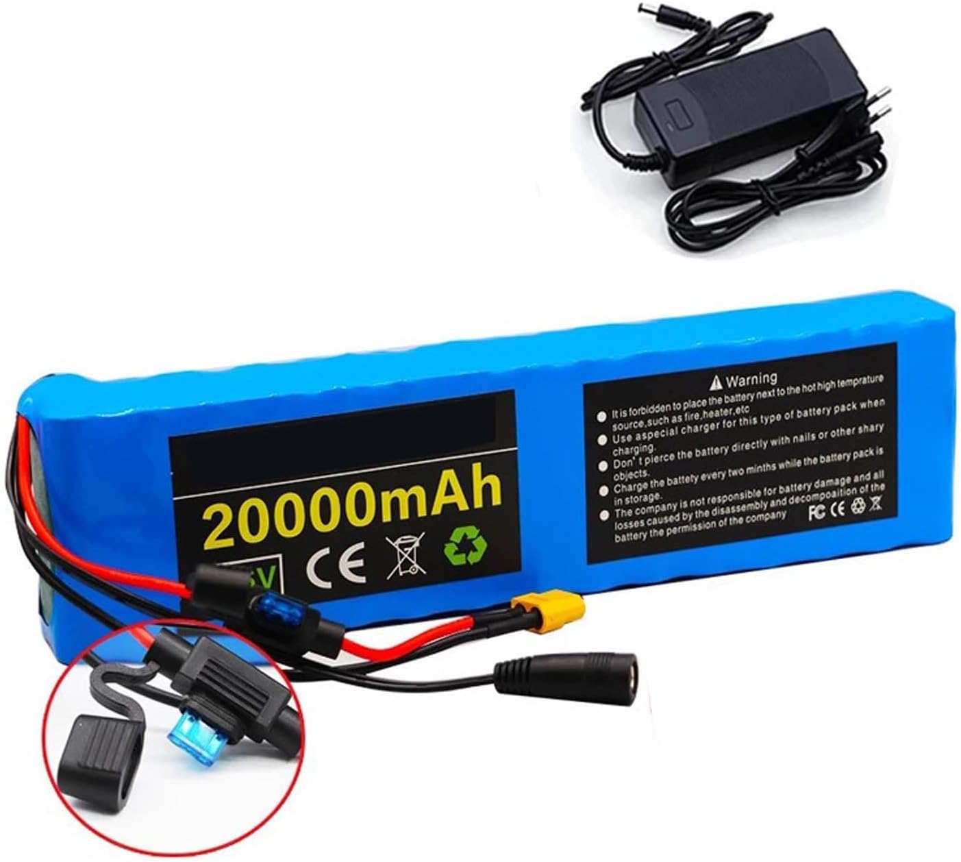 36V Lithium-Ion Battery 20AH E-Bike Battery with 42V 2A Charger Built-in BMS for 200W-1000W E-Bike Motor Conversion Kit Battery 20AH,Blue,20AH