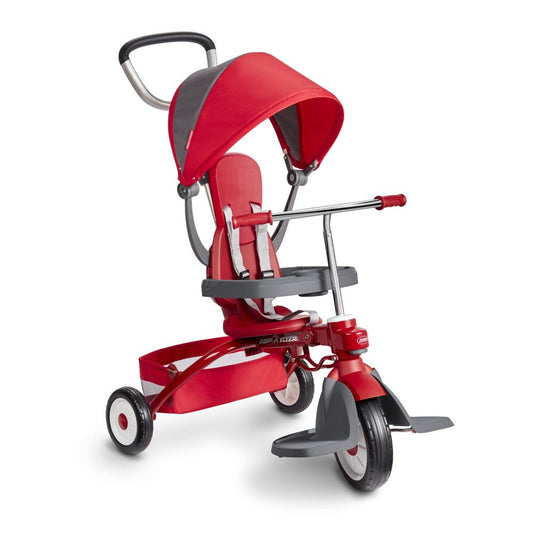 Radio Flyer, EZ Fold 4-In-1 Stroll 'N Trike, Folding Tricycle for Girls and Boys, Red