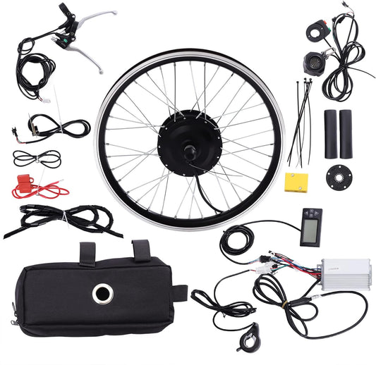 36V E-Bike Front Wheel/Rear Conversion Kit Electric Bicycle Motor Kit with LED Display High Speed Brushless Gearless Hub Motor Kit