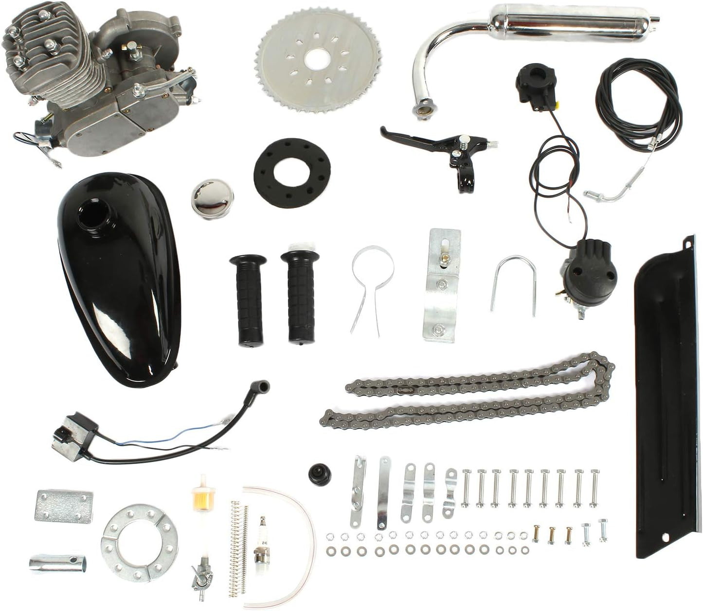 PEXMOR 50cc Bicycle Engine Bike Motor Kit, 2 Stroke Gas Motorized Bike Conversion Kit, Gasoline Petrol Bicycle Motor Refit Full Set for 26-28" Bikes with V-Frame,Super Fuel-efficient