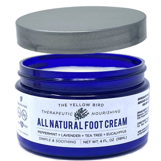 Yellow Bird Natural Foot Cream - For Dry and Cracked Feet Repair. Organic AthleteÕs Foot Balm. Salve Moisturizer for Heel Care & Callus Treatment with Tea Tree Oil & Peppermint Essential Oils