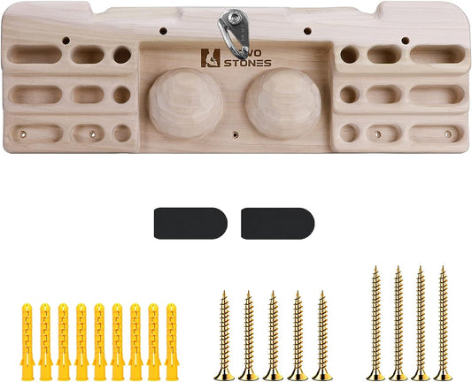 TWO STONES Hangboard Rock Climbing Pull Up Bar for Climbing, Fingerboard Climbing Training Board，Large Rock Climbing Hangboard with Jugs, Slopes, Pockets, and Edegs