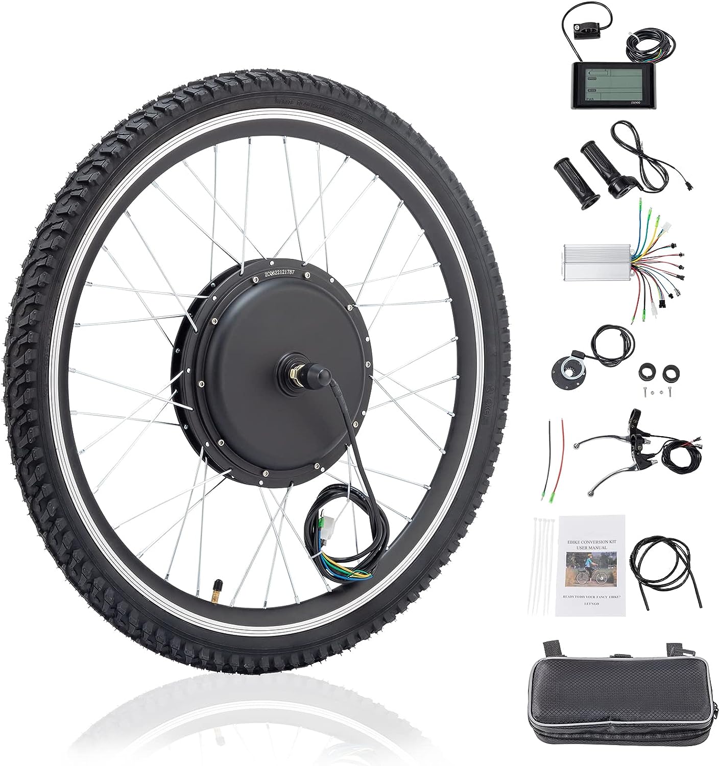 Ktaxon Electric Bike Conversion Kit, 48V 1000W Ebike Conversion Kit, 26" Front/Rear Wheel E-Bike Conversion Kits with PAS, LCD Display, Aluminum Alloy Frame and Gearless Hub Motor