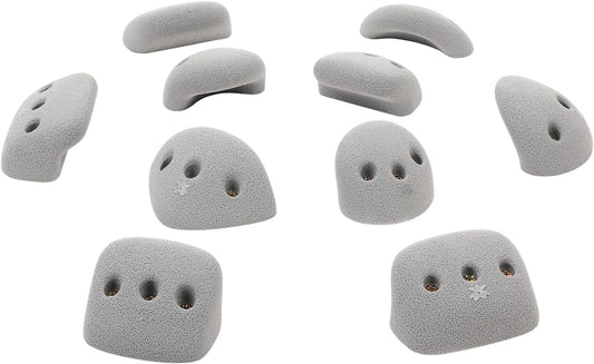 Atomik Climbing Set of 10 Medium Screw-On Basic Jugs in Gray