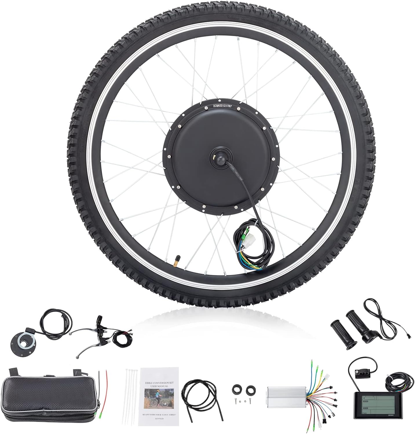 Ktaxon 48v 1000w Ebike Conversion Kit, 24In Electric Bike Conversion Kit with Powerful Hub Motor, LCD Display, 5 Optional Speed,4 Riding Modes, PAS System and Intelligent Controller (Front Wheel)