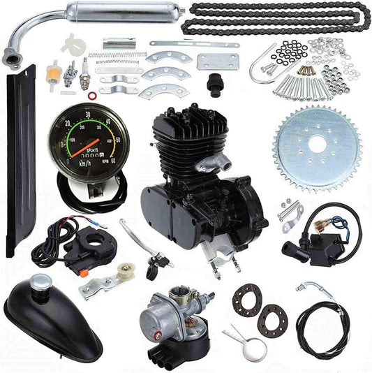 Seeutek 80cc Bicycle Engine Kit 26" 28" Bike Bicycle Motorized 2 Stroke Cycle Petrol Gas Motor Engine Kit Upgrade with Speedoemter