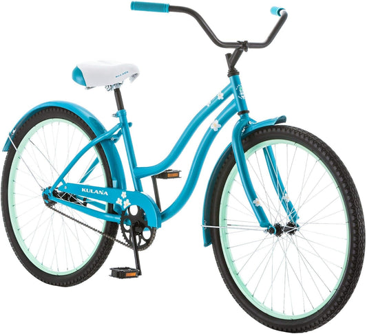 Hiku Cruiser Beach Bike, Men and Women, Boys and Girls, 24 or 26-Inch Wheels, Single-Speed, Stylish Steel Step-Thru or Step-Over Frame, Suggested Rider Height 4'8" to 6'2" Tall