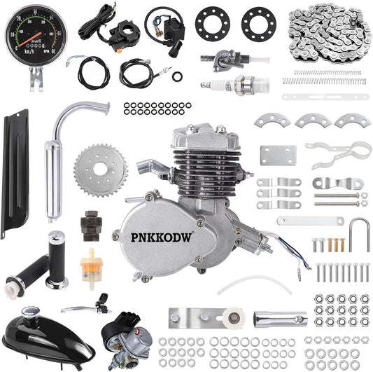 80cc Bicycle Engine Kit 2-Stroke Gas Motorized Bike Motor Kit 26" 28" Bicycle Motor Engine Kit Upgrade with Speedometer