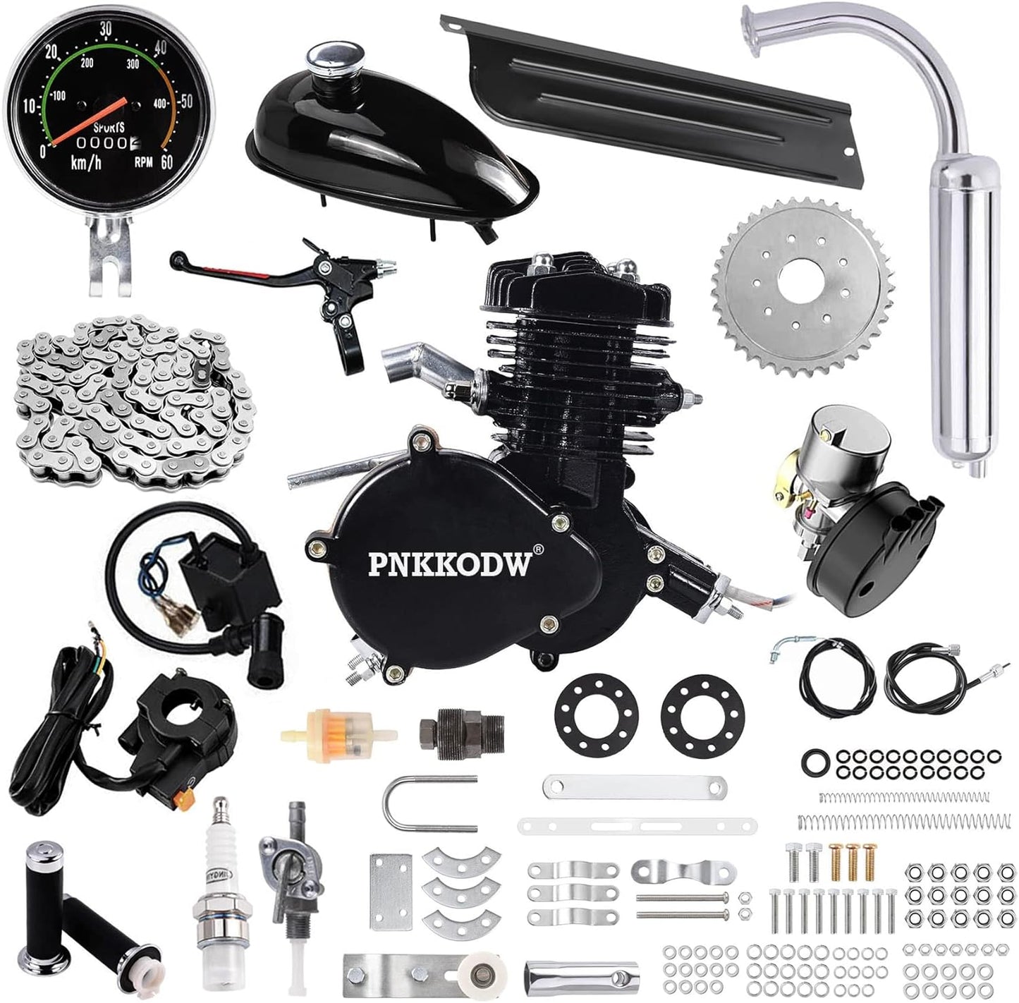 80cc Bicycle Engine Kit 2-Stroke Gas Motorized Bike Motor Kit 26" 28" Bicycle Motor Engine Kit Upgrade with Speedometer