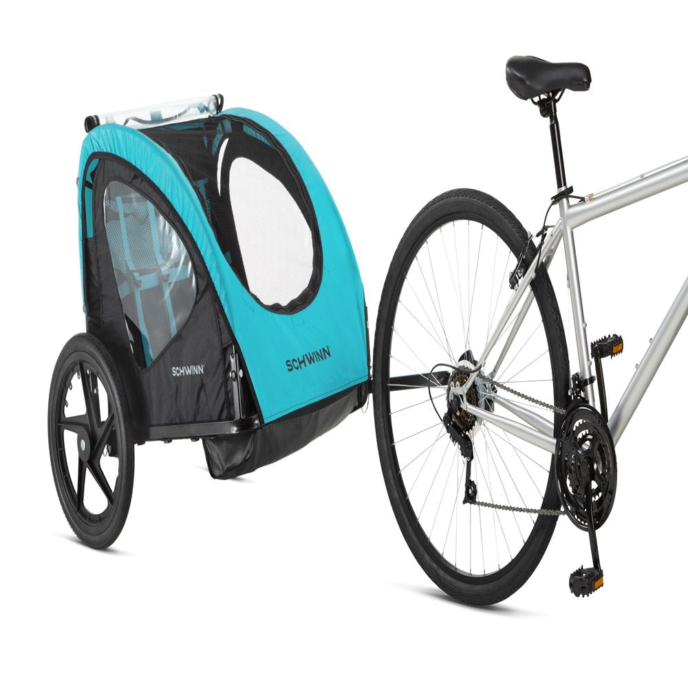 Schwinn Shuttle Foldable Bike Trailer, 2 Seats, Green & Black