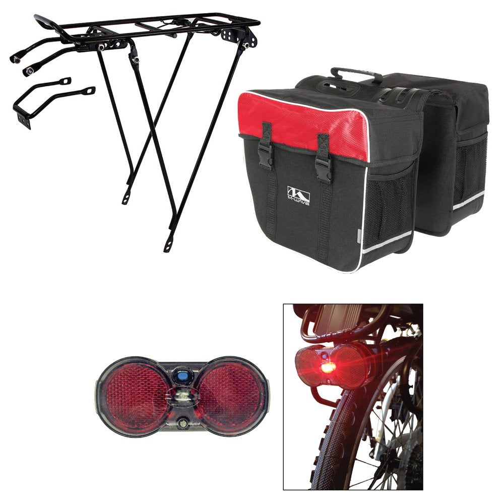 Cycle Force Bicycle Rack, Rear Light, and Pannier Bag Bundle, Blue