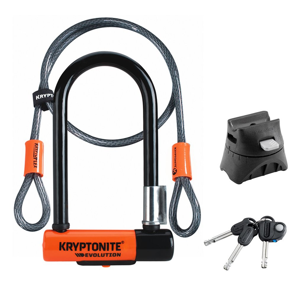 Kryptonite Evolution Mini-7 13 Mm U-Lock Bicycle Lock with Flexframe-U Bracket & Bike Security Cable