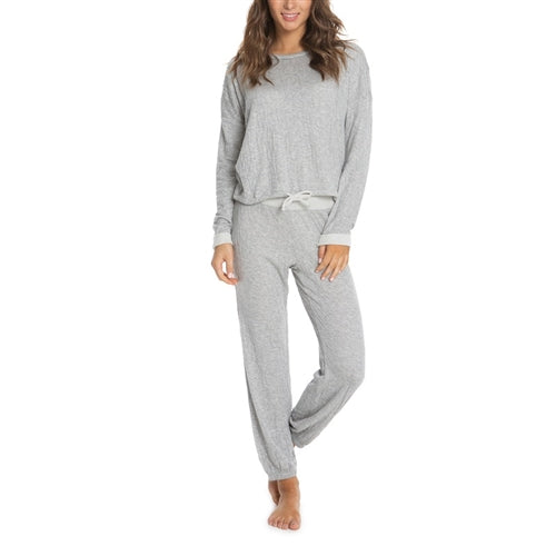 Malibu Collection Women's Crinkle Jersey Lounge Set