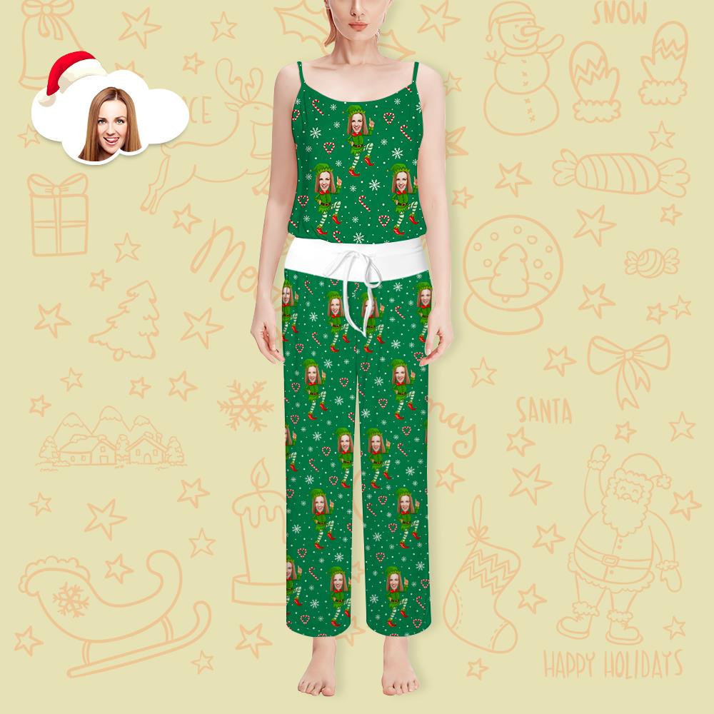 Custom Face Loungewear Set Christmas Elf Sleepwear Women's Pajama Set
