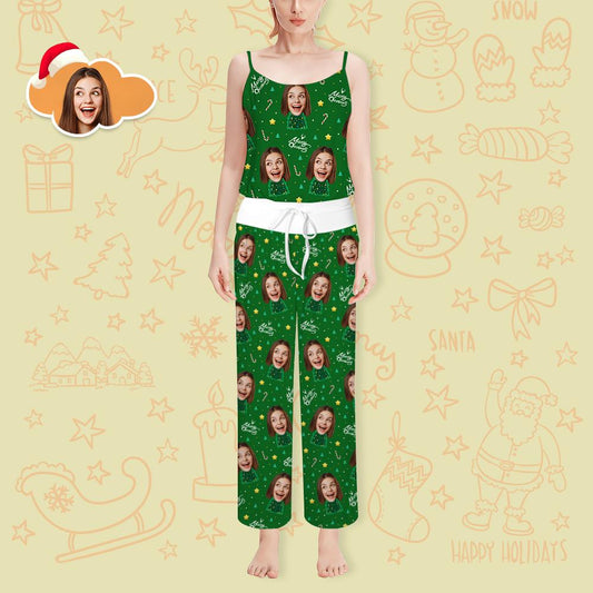 Custom Christmas Loungewear Set Face Pajama Set for Women