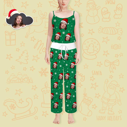 Custom Christmas Pajama Set with Girlfriend Face Women's Loungewear Set Gift
