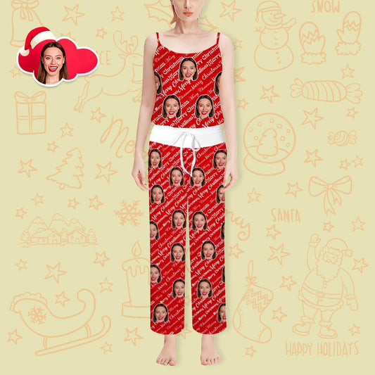 Custom Face Pajama Set Personalized Christmas Loungewear for Ladies