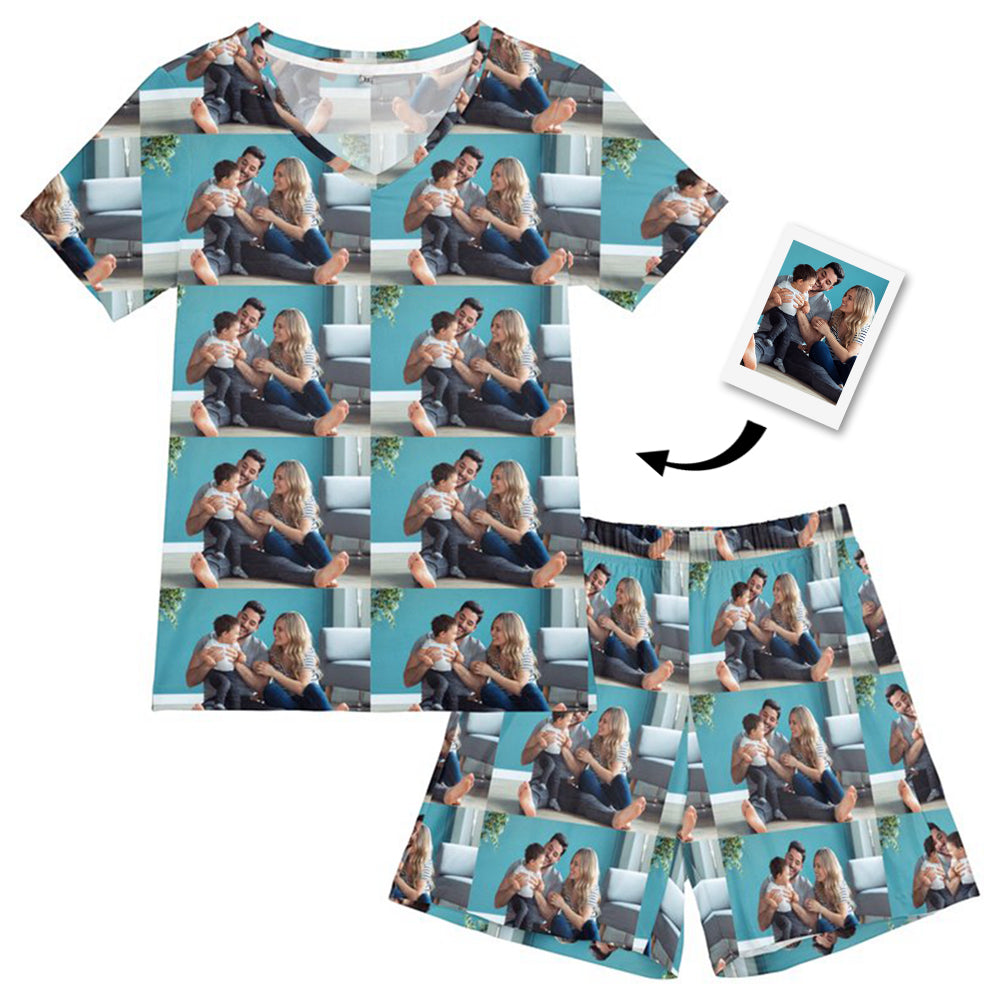 Custom Photo Pajamas Loving Family Short Pajama Set Gift for Women