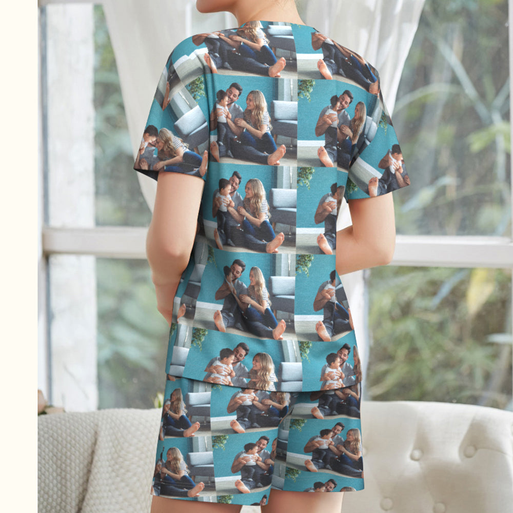 Custom Photo Pajamas Loving Family Short Pajama Set Gift for Women