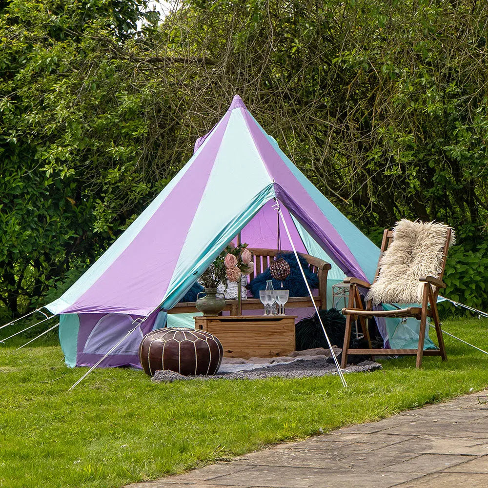 rainbow multi colour classic bell tent tipi double quad multi door canvas festival glamping boutique camping