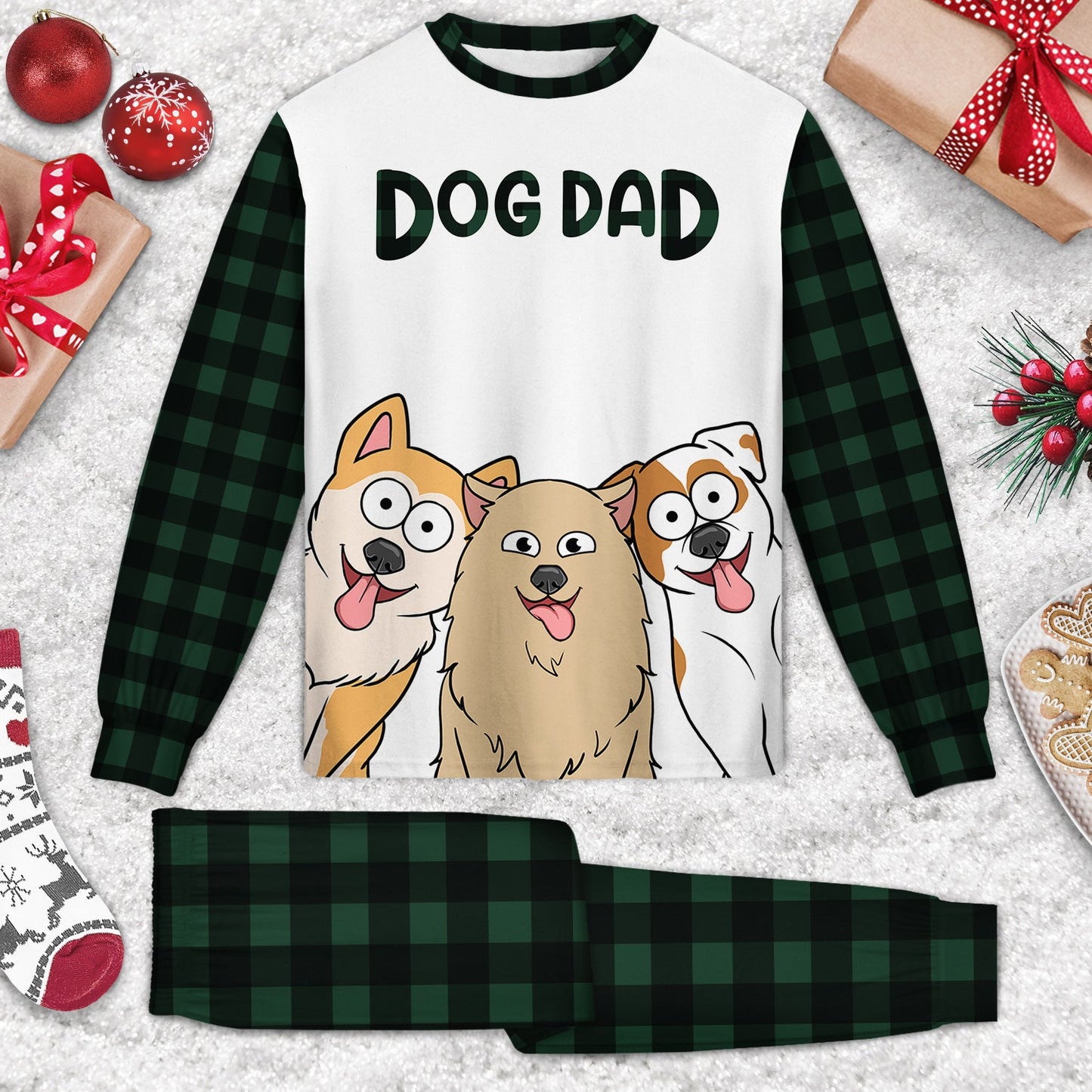 Dog Mom Dog Dad Cartoon Style - Gift For Dog Lovers - Personalized Unisex Pajamas Set