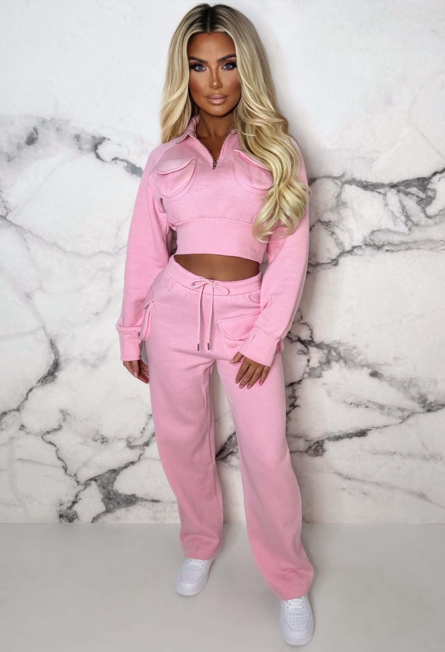Urban Destination Pink Cargo Pocket Two Piece Loungewear Set