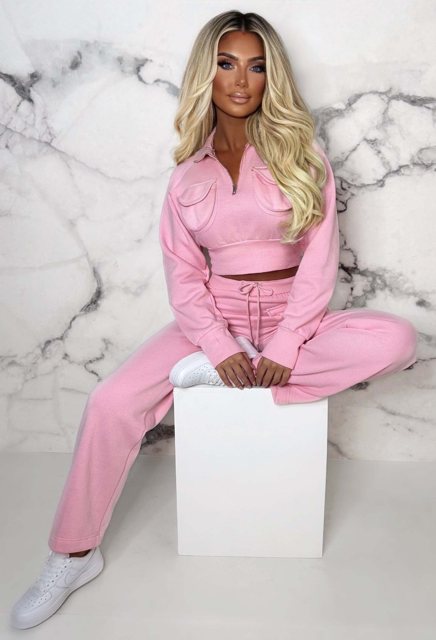 Urban Destination Pink Cargo Pocket Two Piece Loungewear Set