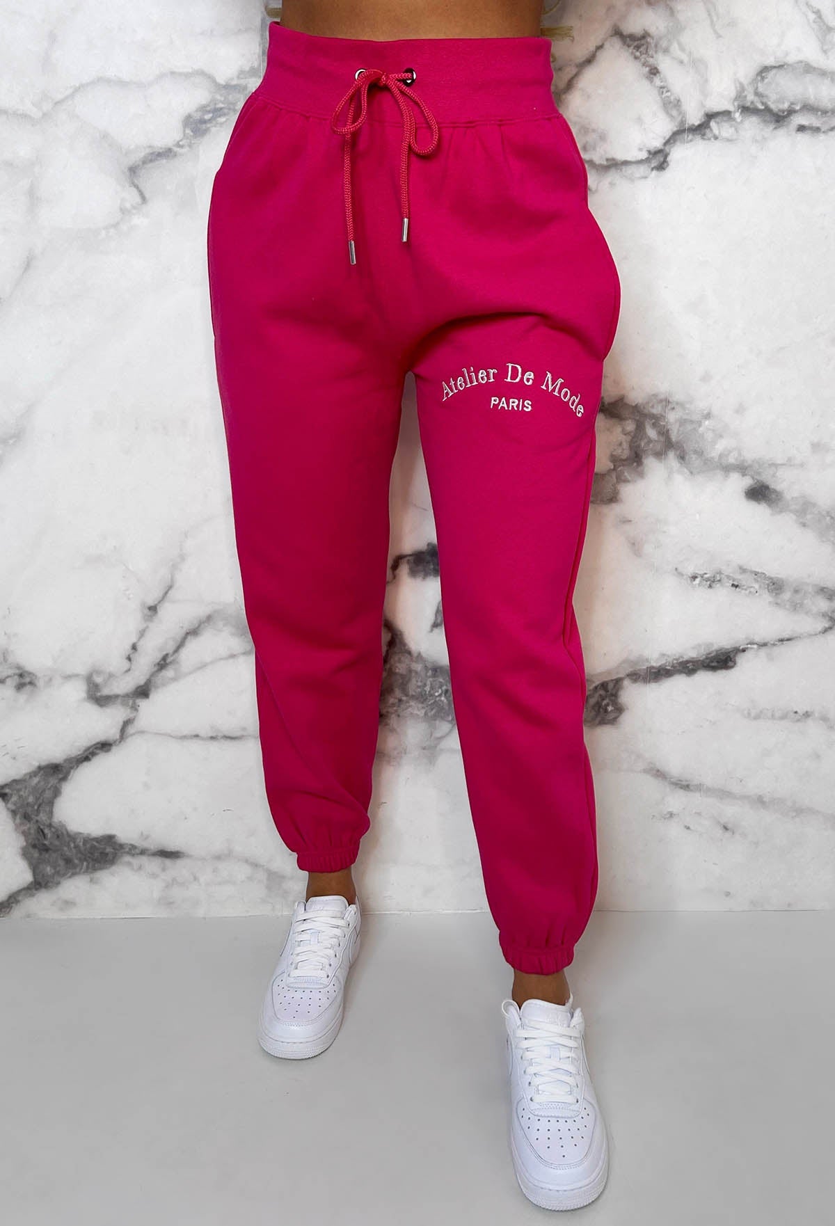 Ltd Edition Hot Pink Embroidered Hooded Two Piece Loungewear Set