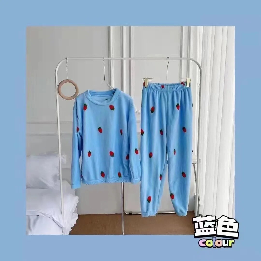 Winter New Coral Fleece Fall Facecloth Warm Home Wear Cute Pajamas Fashion Loose Two-piece Suit Female For Women ShopOnlyDeal