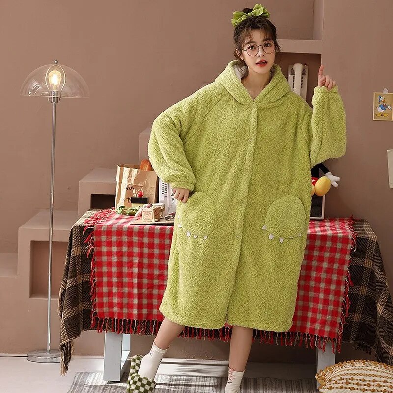 Winter New Coral Fleece Fall Facecloth Warm Home Wear Cute Pajamas Fashion Loose Two-piece Suit Female For Women ShopOnlyDeal