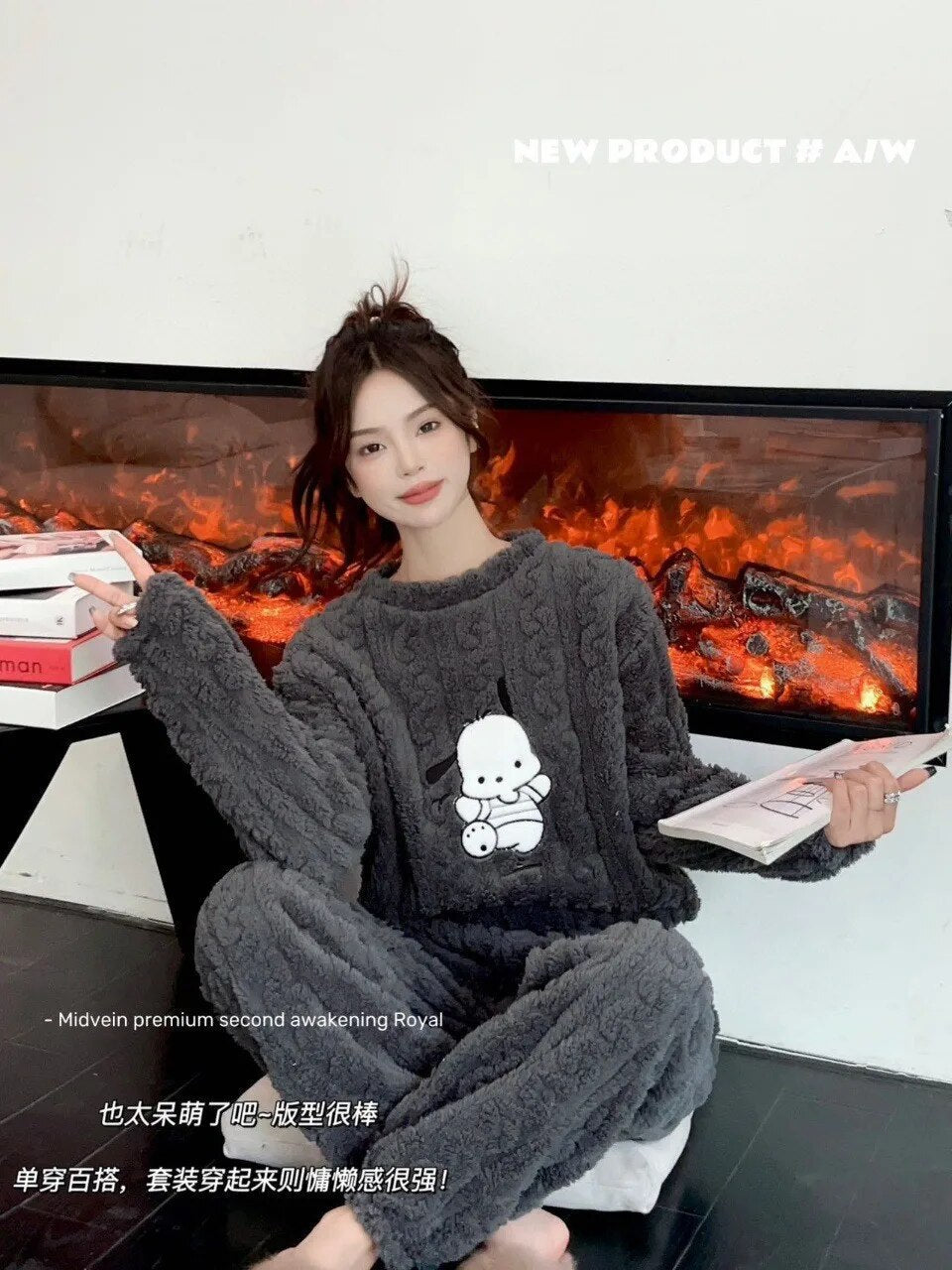 Winter New Coral Fleece Fall Facecloth Warm Home Wear Cute Pajamas Fashion Loose Two-piece Suit Female For Women ShopOnlyDeal