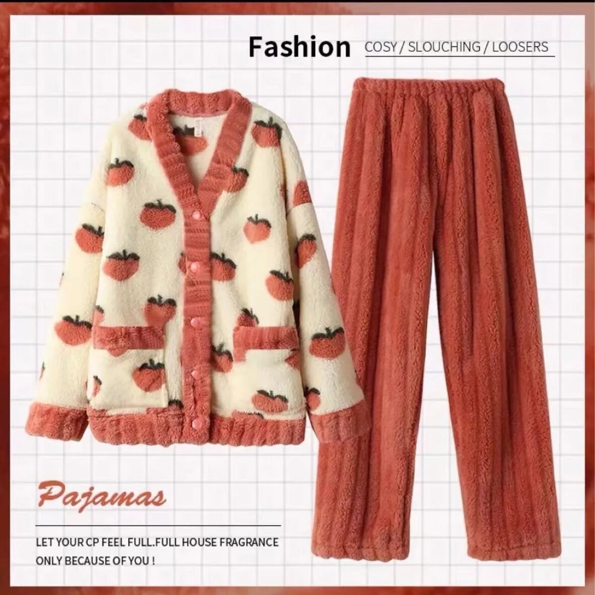 Winter New Coral Fleece Fall Facecloth Warm Home Wear Cute Pajamas Fashion Loose Two-piece Suit Female For Women ShopOnlyDeal