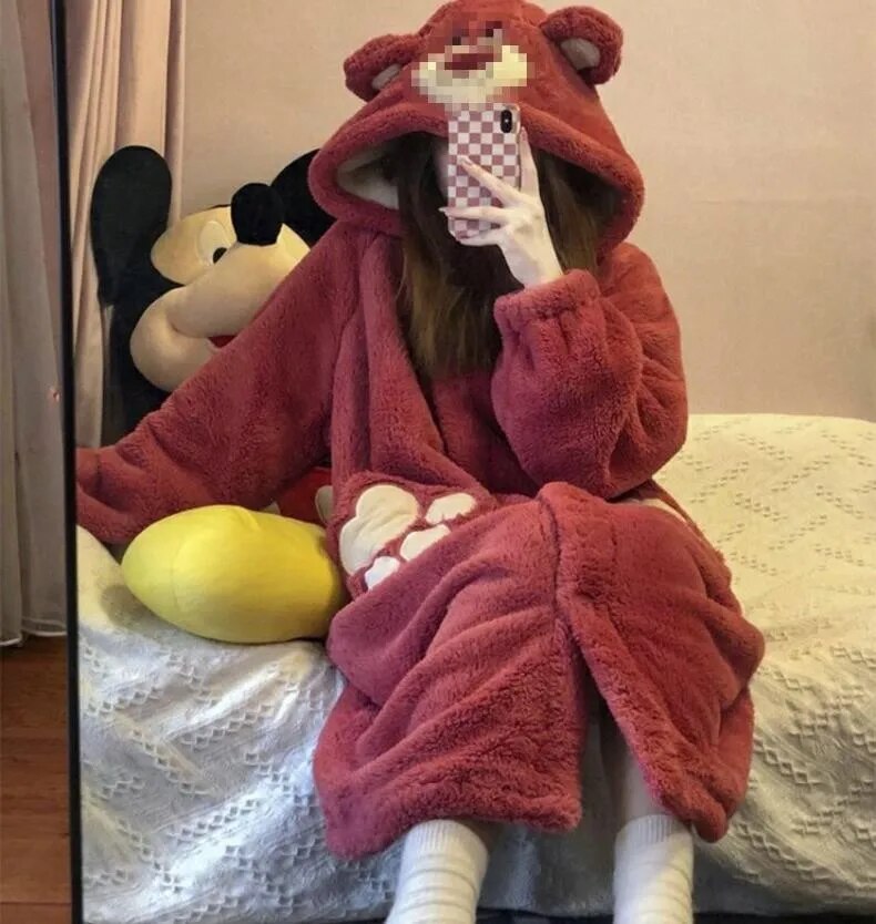 Winter New Coral Fleece Fall Facecloth Warm Home Wear Cute Pajamas Fashion Loose Two-piece Suit Female For Women ShopOnlyDeal