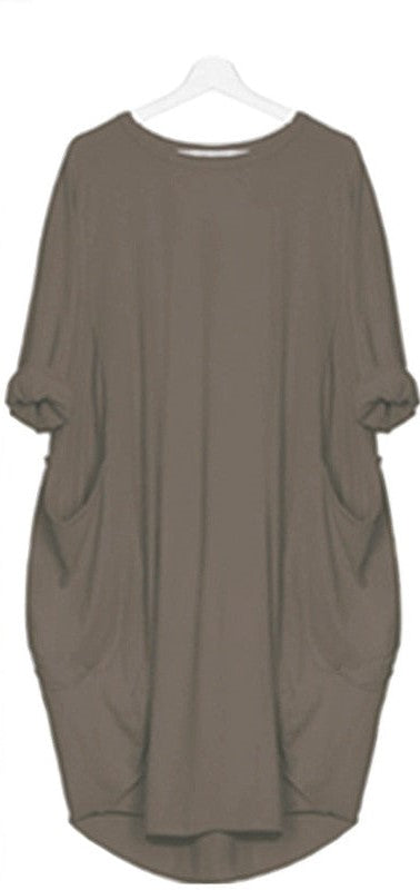 Women Casual Luxurious Loose Knee-Length Top with Pockets Small to 5XL