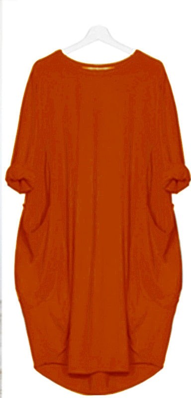 Women Casual Luxurious Loose Knee-Length Top with Pockets Small to 5XL