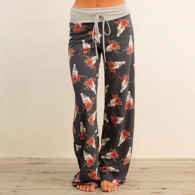 Womens Wide-Leg Palazzo-Style Vibrant Colorful Patterned Lounge Pants
