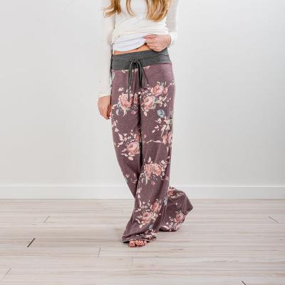 Womens Wide-Leg Palazzo-Style Vibrant Colorful Patterned Lounge Pants