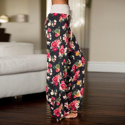 Womens Wide-Leg Palazzo-Style Vibrant Colorful Patterned Lounge Pants