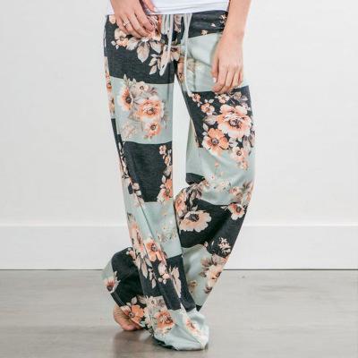 Womens Wide-Leg Palazzo-Style Vibrant Colorful Patterned Lounge Pants